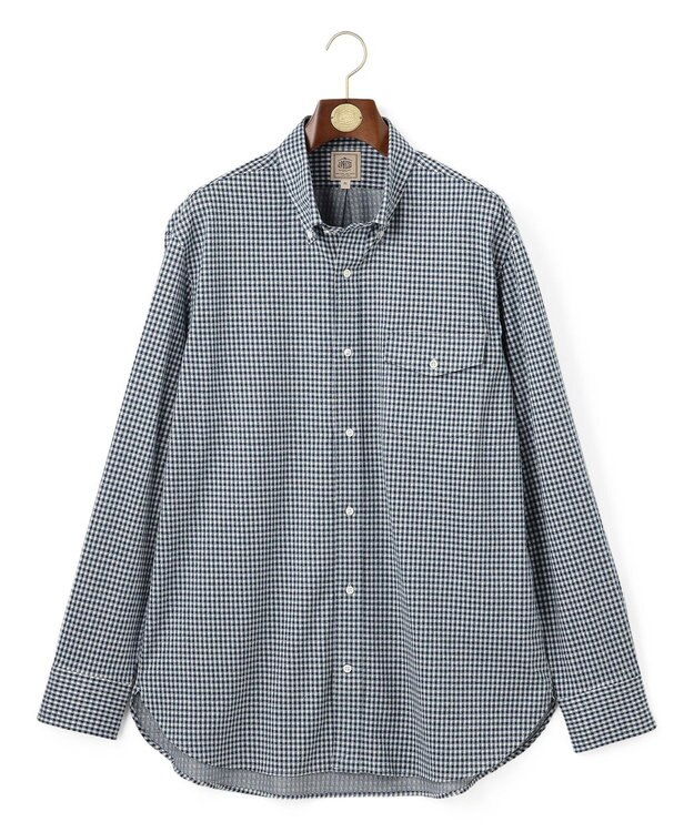 J.PRESS MEN 【KING SIZE】ギンガムチェック コットンネルジャージシャツ ネイビー系3