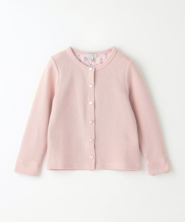 ANY KIDS スナップボタン フレンチ カーディガン ピンク