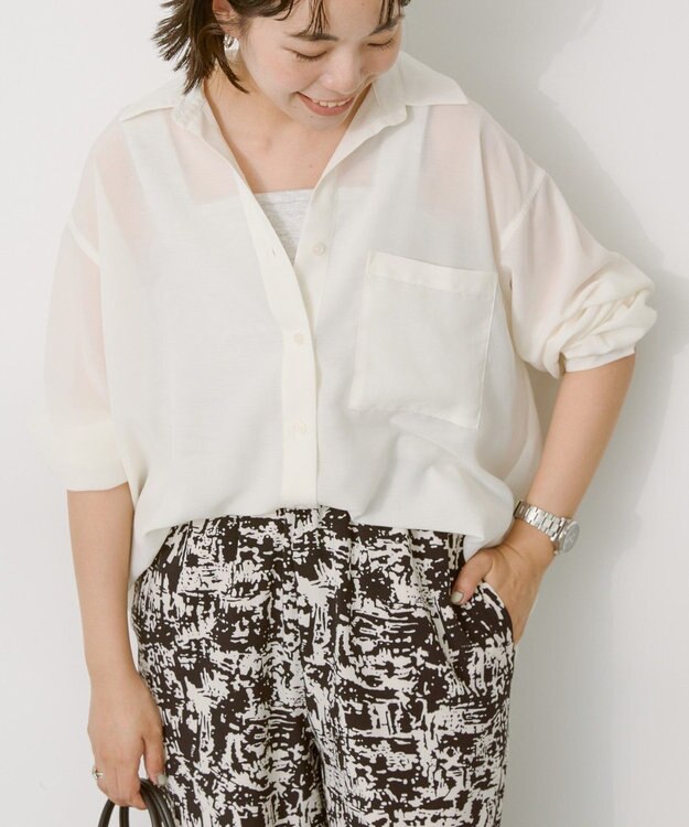 AMERICAN HOLIC シアーボイルオーバーシルエットシャツ Ivory