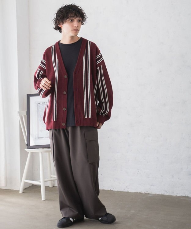 WEGO ルーズフィット総柄カーディガン 柄4