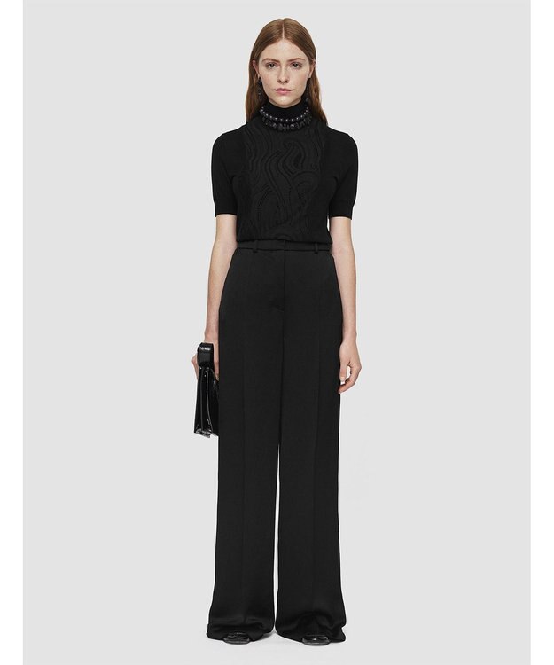  テクスチャードビスコース　ワイドトラウザーズ