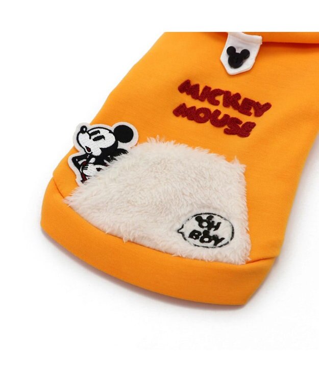 PET PARADISE ディズニー ミッキーマウス ペティヒート パーカー 《飛び出し柄 》 小型犬 オレンジ