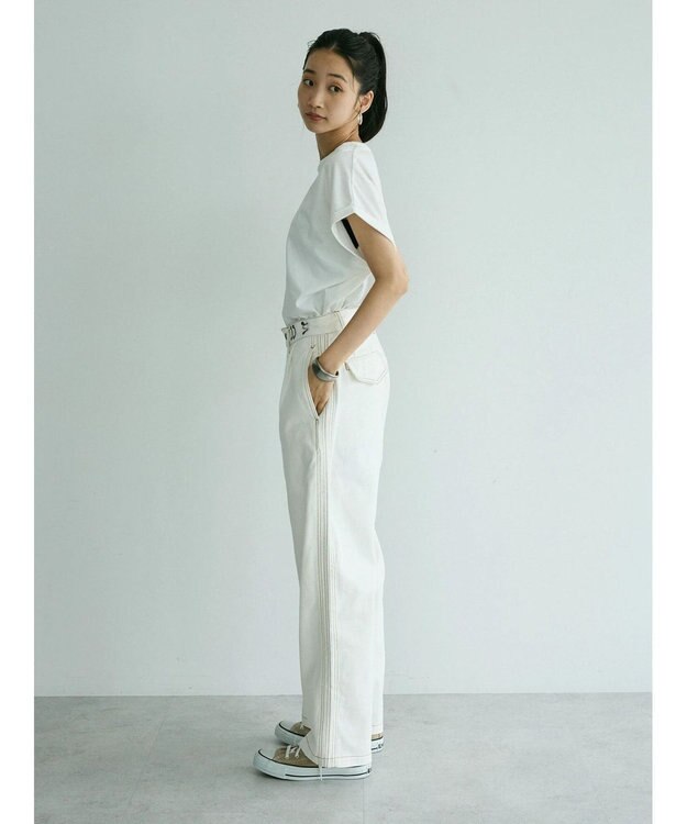 CRAFT STANDARD BOUTIQUE 【ユニセックス】ホワイトデニム2タックワイドテーパードパンツ White