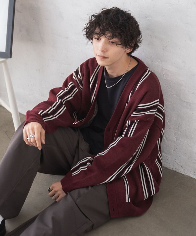 WEGO ルーズフィット総柄カーディガン 柄4