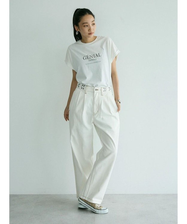 CRAFT STANDARD BOUTIQUE 【ユニセックス】ホワイトデニム2タックワイドテーパードパンツ White