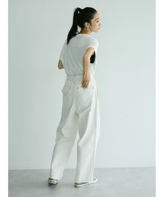 CRAFT STANDARD BOUTIQUE 【ユニセックス】ホワイトデニム2タックワイドテーパードパンツ White