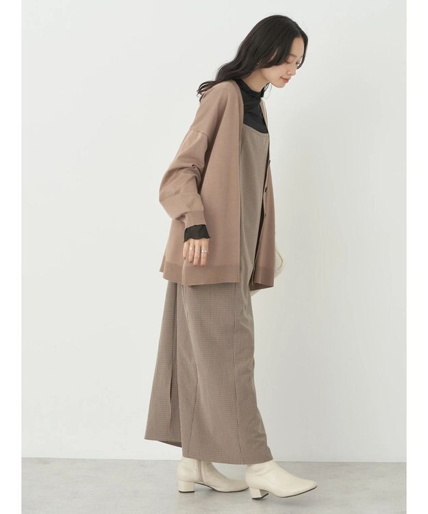 earth music&ecology サイドスリットルーズＶネックカーディガン Mocha