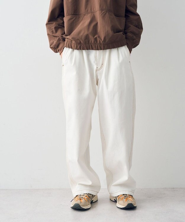 CRAFT STANDARD BOUTIQUE 【ユニセックス】ホワイトデニム2タックワイドテーパードパンツ White