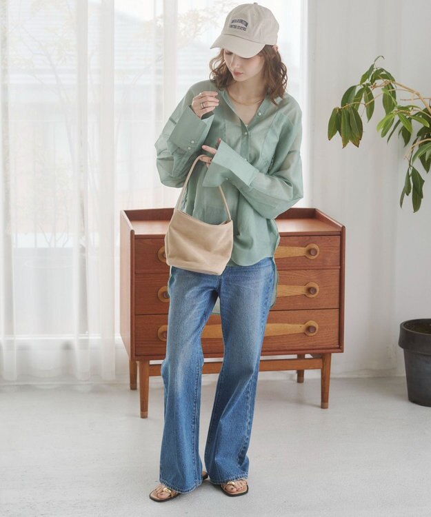 WEGO 【ANGIE VINTAGE】シアーシャツ グリーン