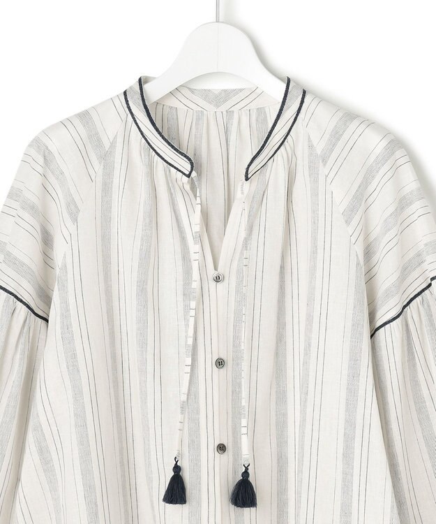 23区 L 【SLOW/一部店舗限定】ストライプエンブロイダリー ブラウス ホワイト系1