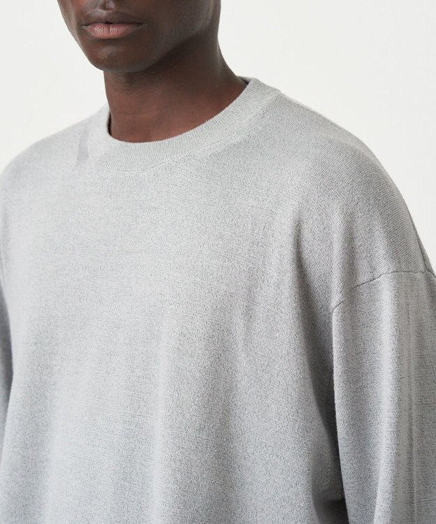 ATON GARMENT DYED SILK WASHI | クルーネックセーター - UNISEX GRAY