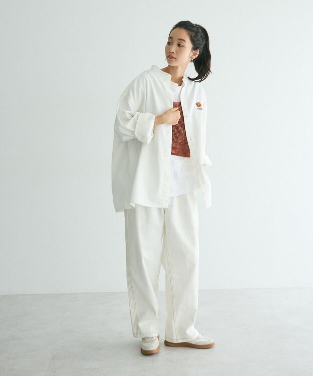 CRAFT STANDARD BOUTIQUE 【ユニセックス】ホワイトデニム2タックワイドテーパードパンツ White