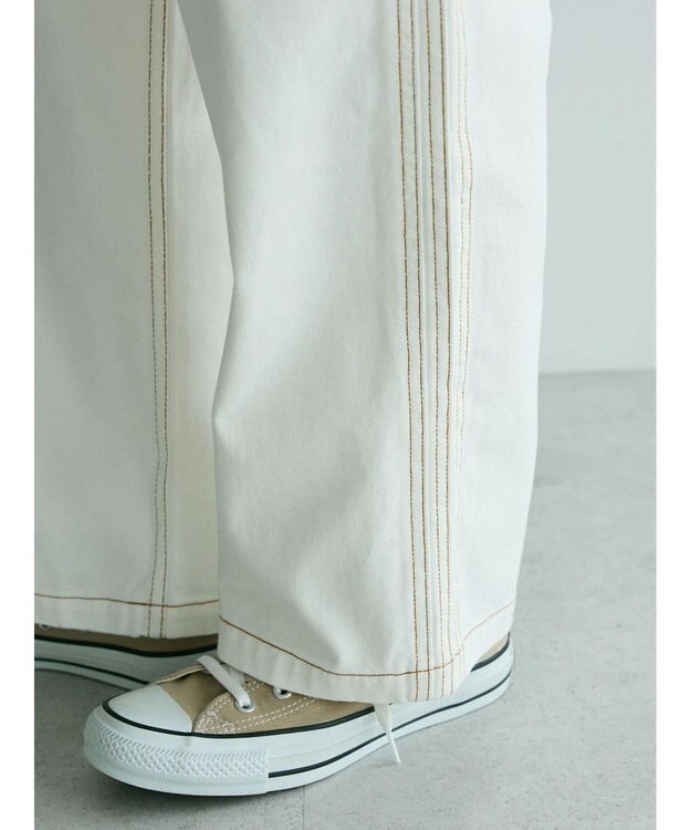 CRAFT STANDARD BOUTIQUE 【ユニセックス】ホワイトデニム2タックワイドテーパードパンツ White