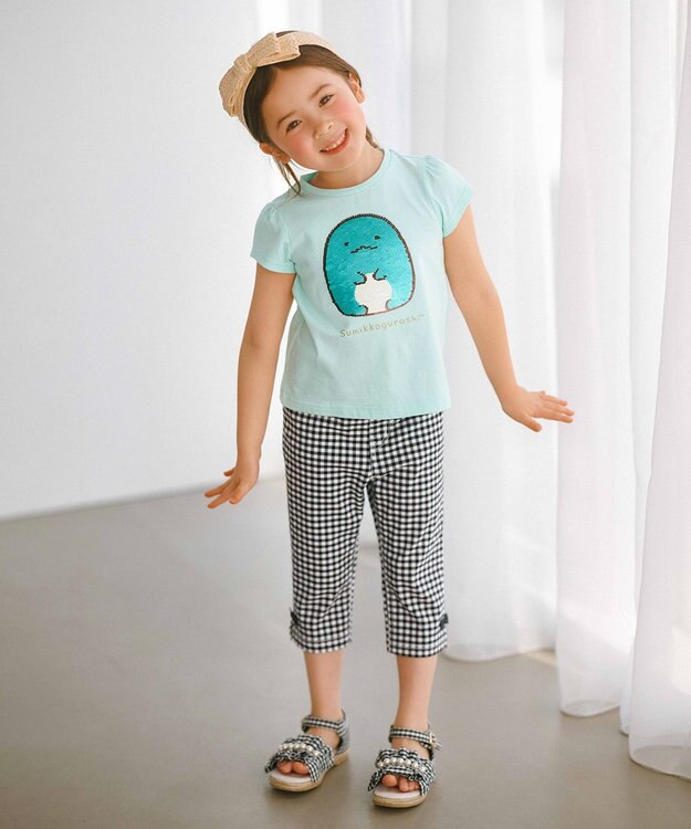 ANY KIDS 【WEB限定/すみっコぐらし】ミラクルスパンコールTシャツ ミント(とかげ・ぺんぎん?)