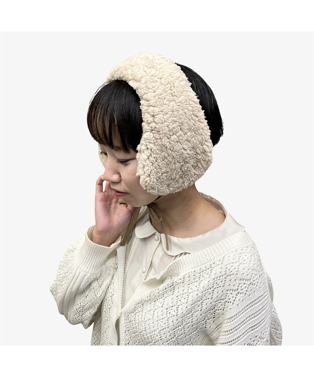 林八百吉商店 un chapeau  ボアネックイヤーマフ アイボリー