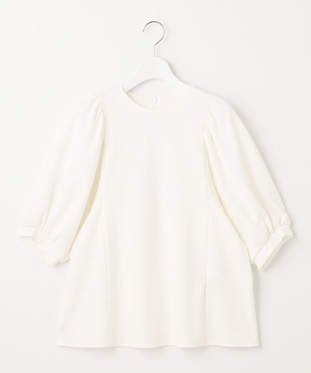 自由区 【洗える・XSサイズあり】ハイツイストポンチボリューム袖 カットソー アイボリー系