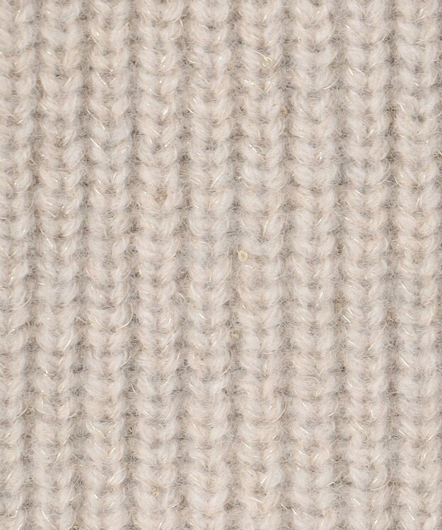 自由区 【洗える】ウールカシミヤブレンドラメスパンコールニット カーディガン ベージュ×ゴールド