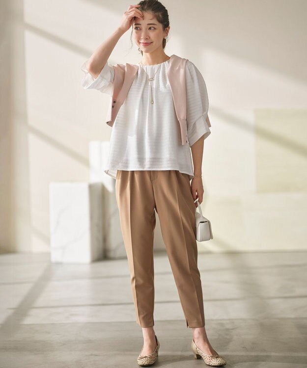 組曲 L ライトダブルクロス テーパードパンツ ベージュ系