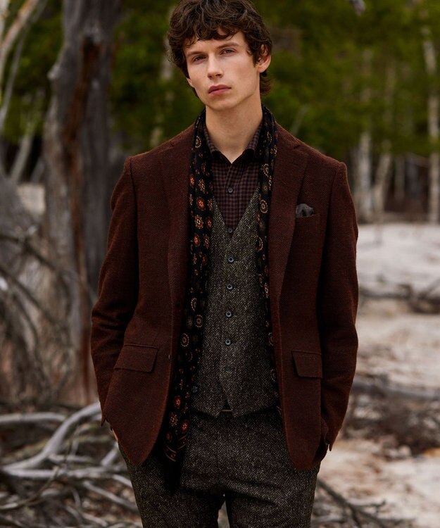 JOSEPH ABBOUD 【キングサイズ・軽量/ストレッチ/JAPANファブリック】 ミックス カラーツィード ジャケット ブラウン系