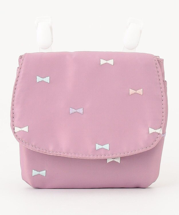ANY KIDS 刺繍移動ポケットポシェット ピンク×リボン