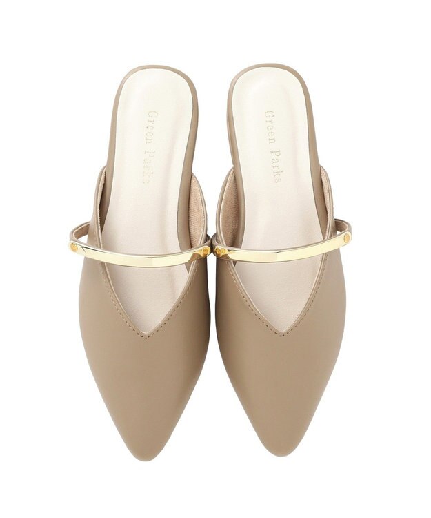 Green Parks Ｖカットメタルパーツミュール Beige