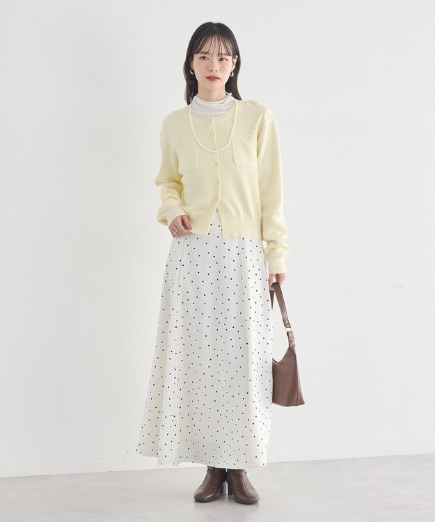 earth music&ecology サテンフレアスカート Ivory