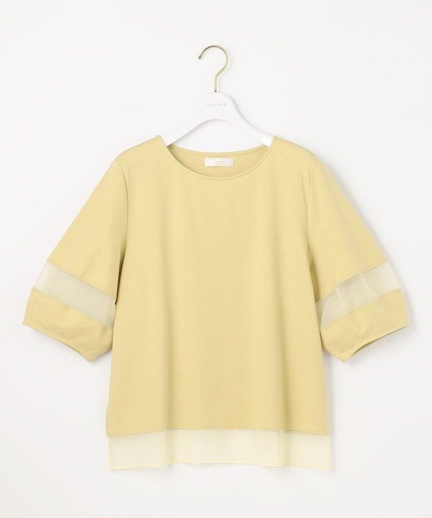 ANY SIS 【洗える】シアーコンビ プルオーバー ライトイエロー