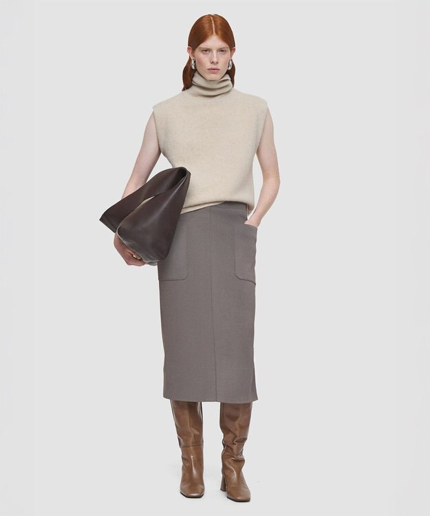 JOSEPH ミラノニットストレッチ　スカート Mushroom