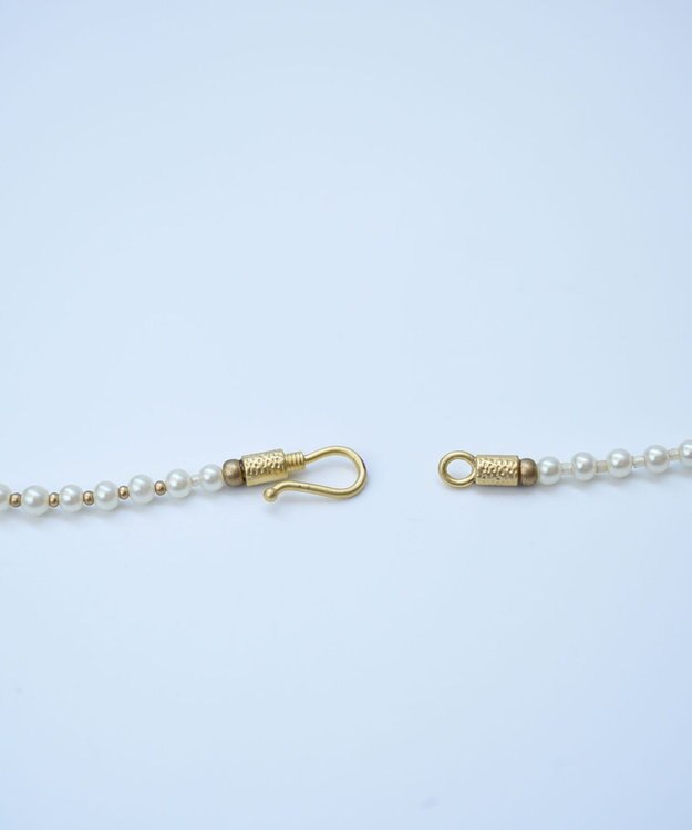 monshiro 【2WAY】ムーンストーンチャーム×ガラスパールロング ネックレス ホワイト×ゴールド