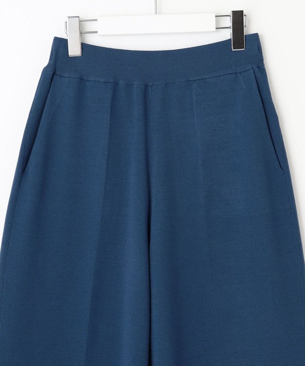 自由区 S 【セットアップ対応・洗える】レーヨンストレッチニットワイド パンツ リッツブルー系