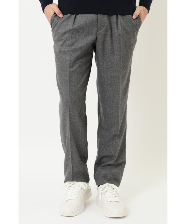 DAKS ウールストレッチフランネルパンツ グレー