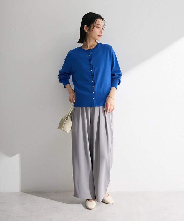 Green Parks 金釦コンパクトニットカーディガン Blue