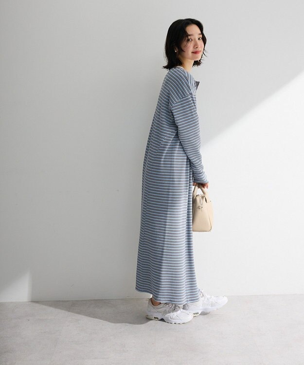 Green Parks ヘンリーネックワンピース Border Blue