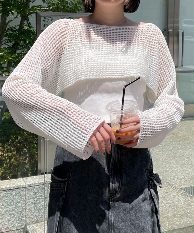 WEGO ラメショートニットプルオーバー ホワイト