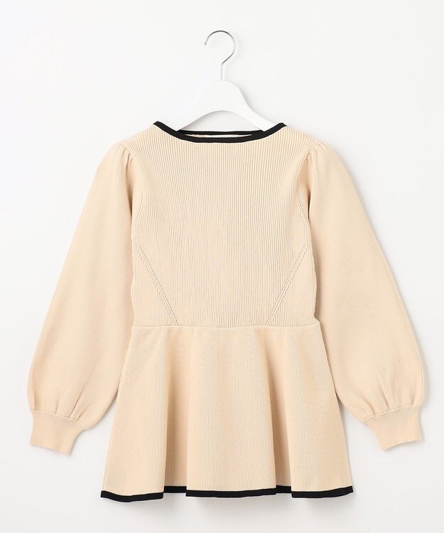 Feroux 【洗える】バイカラーペプラム ニット ホワイト系1