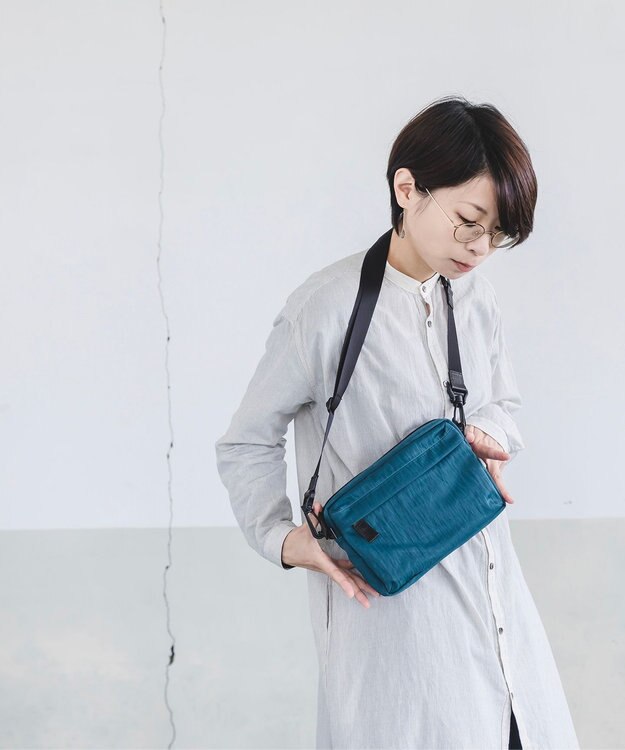 YUSHI RiVER - SHOULDER POUCH ショルダーポーチ  シワ加工 ブルーグリーン