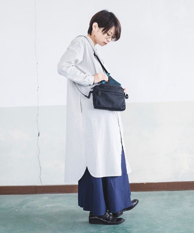 YUSHI RiVER - SHOULDER POUCH ショルダーポーチ  シワ加工 ブラック