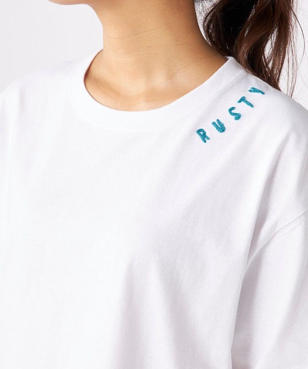 OP／FILA 【RUSTY】ニコちゃん×刺しゅう半袖Tシャツ ホワイト×ブルー