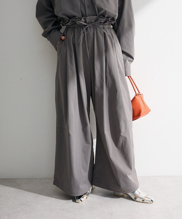Green Parks ウエストフリルワイドコクーンパンツ Gray
