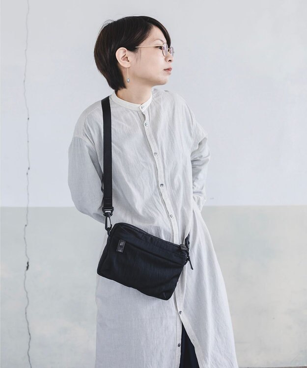 YUSHI RiVER - SHOULDER POUCH ショルダーポーチ  シワ加工 ブラック