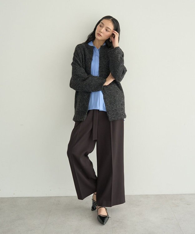 YECCA VECCA 金釦アクセントベルトワイドパンツ Dark Brown