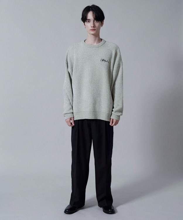 WEGO ベロアモールワンポイントプルオーバー ライトグレー