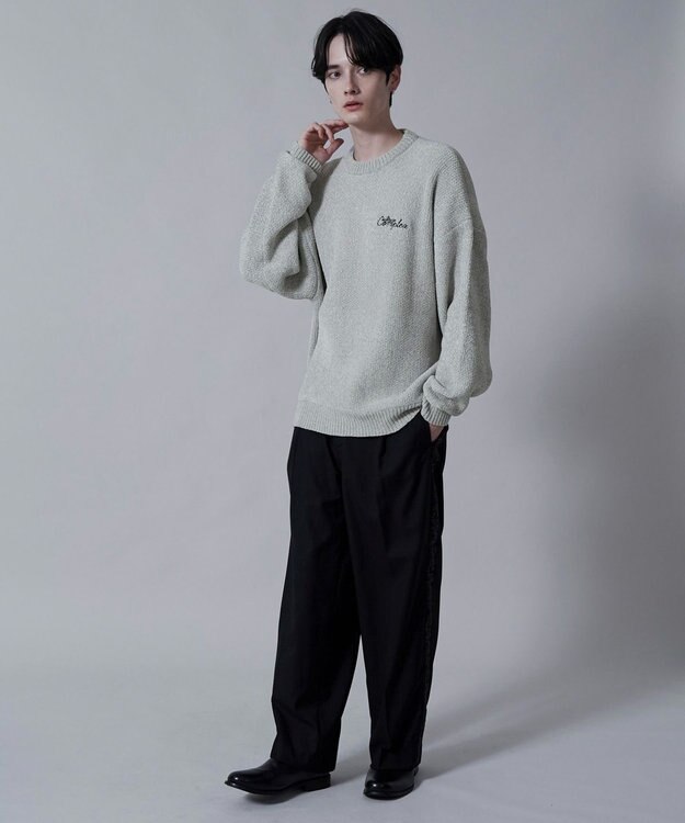 WEGO ベロアモールワンポイントプルオーバー ライトグレー