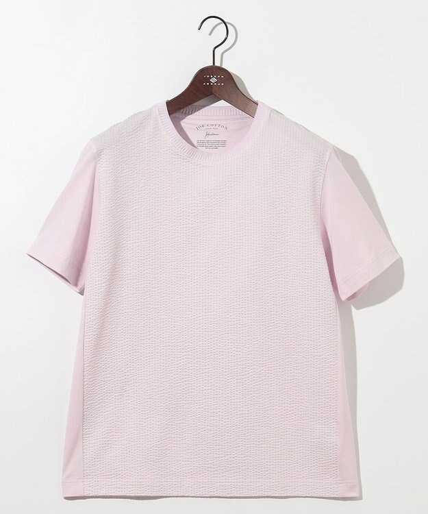 JOSEPH ABBOUD 【オーガニックコットン使用・日本製】JOEコットンサッカークルーネック Tシャツ ピンク系