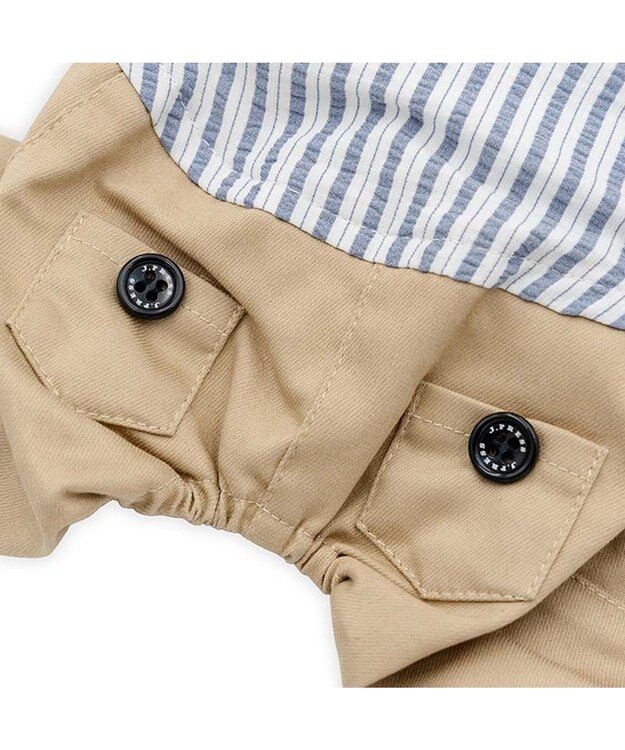 PET PARADISE J.PRESS ストライプ パンツつなぎ 小型犬 ベージュ×ネイビー