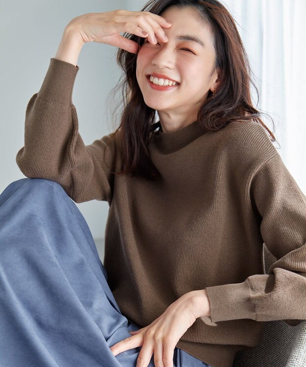 ANY 【洗濯機可能/8色展開】ソフトタッチポリエステルニット モカ