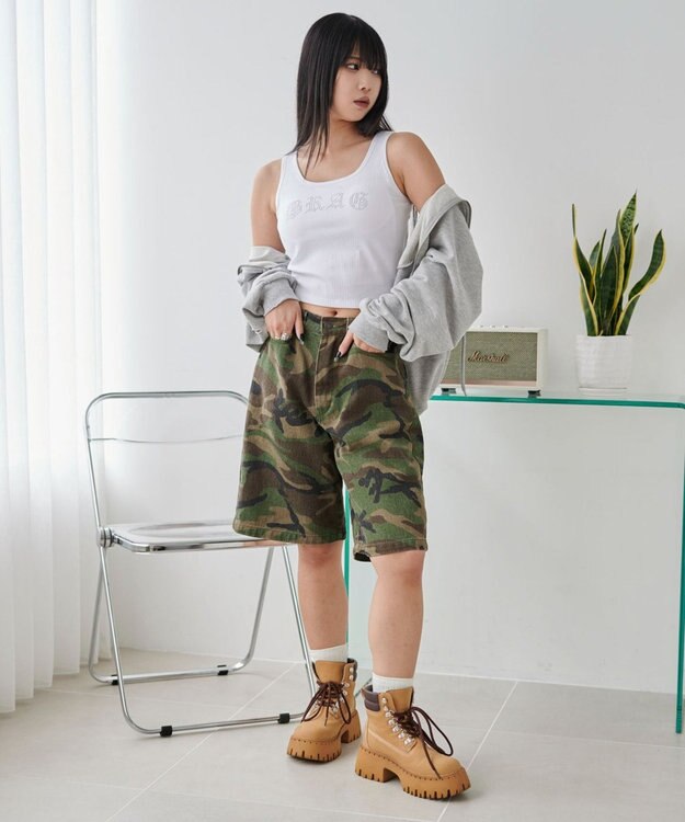 WEGO 【カップ付きインナー】ロゴスタッズカップインタンク ホワイト