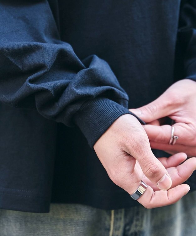 WEGO 【２点SET】アクセ付きグラフィックプリントT（LS） ブラック