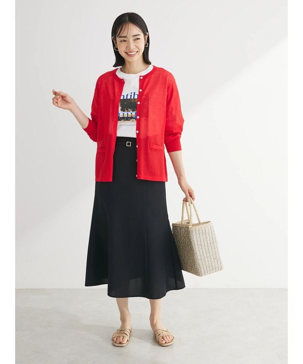 Green Parks 推しニット　クルーネックカーディガン Red