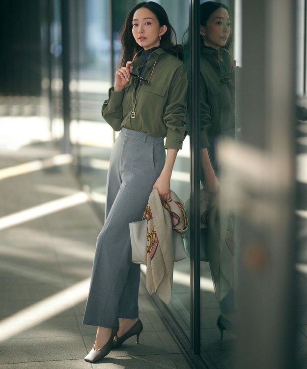 23区 【CLASSY.2月号掲載/洗える】TRストレッチギャバ ワイドパンツ ライトグレー系